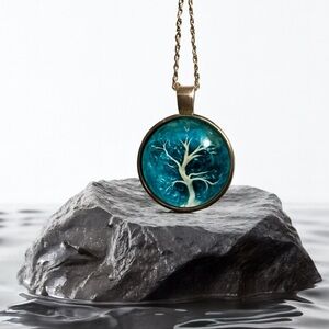Blue Tree Pendant Necklace